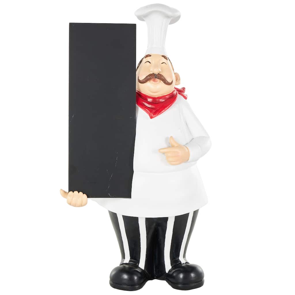 White Polystone Kitchen Chef Decorative Sculpture