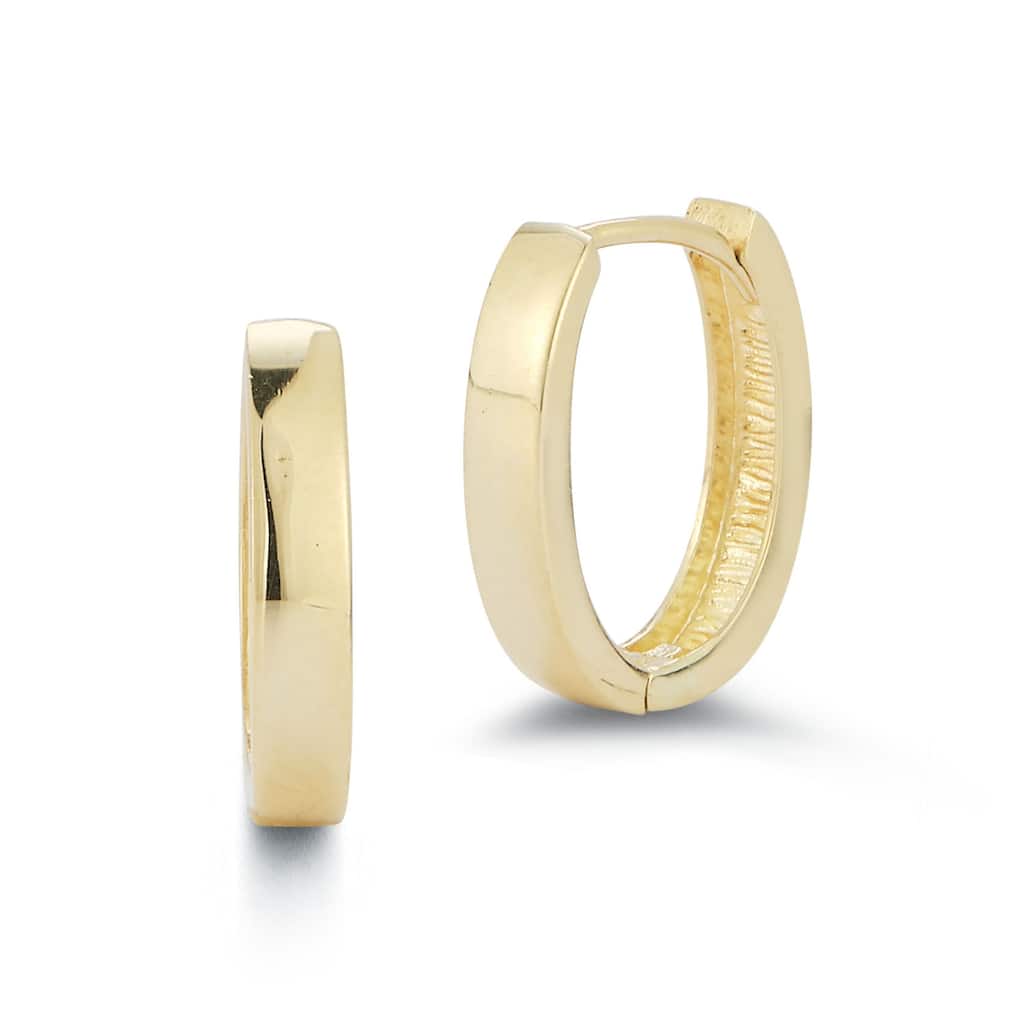 Soleil 14K Gold Oval Huggie Hoop Earrings