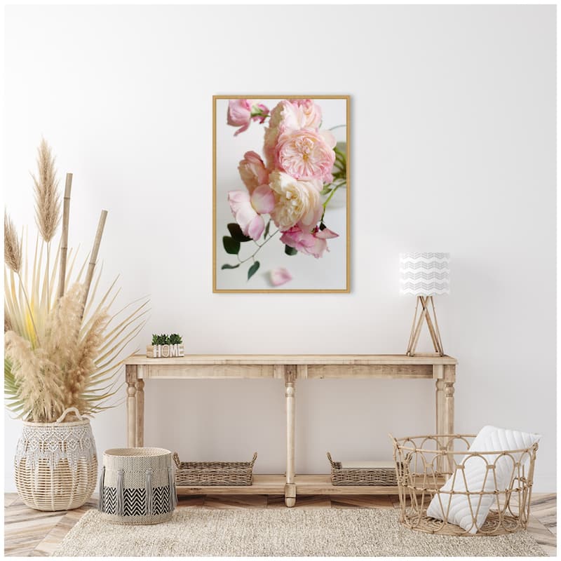 Kate and Laurel Sylvie Soft Pink Flower Bouquet Framed Canvas by Kristy Campbell
