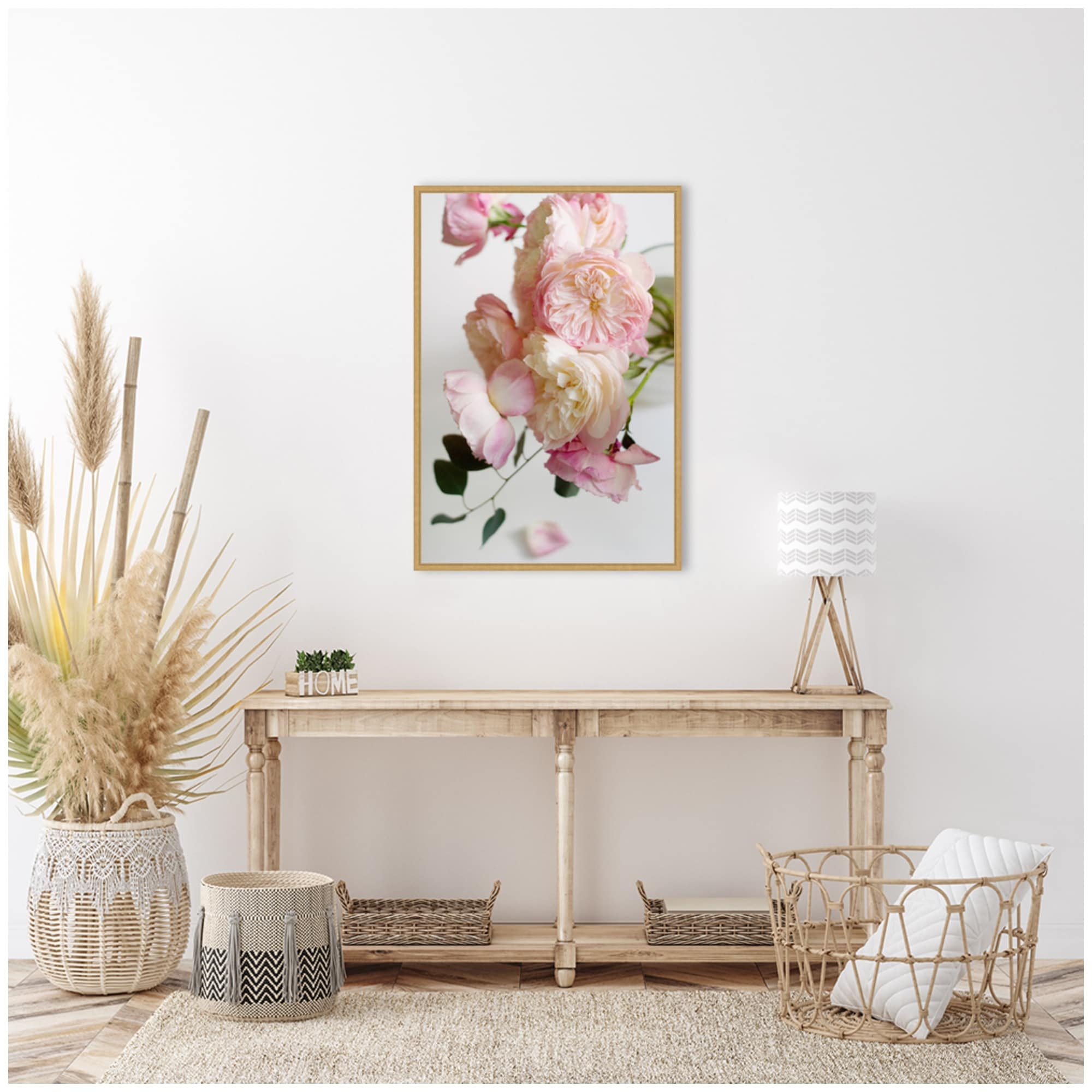 Kate and Laurel Sylvie Soft Pink Flower Bouquet Framed Canvas by Kristy Campbell
