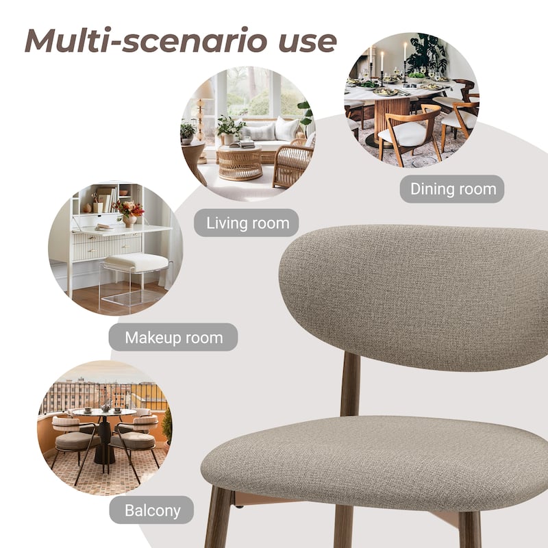 RENEWLINE Mid-Century Modern Tapered Dining Chairs with Upholstered Seat & Iron Frame