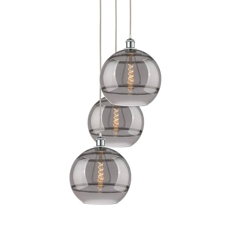 Innovations Lighting 113B-3P-41-19 Rochester Pendant Rochester 3 Light - White Polished Chrome / Smoked