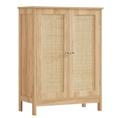 Storage Cabinet, Rattan Cabinet with Adjustable Shelf, Floor Cabinet