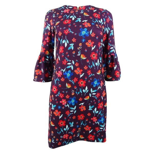 calvin klein bell sleeve dress blue
