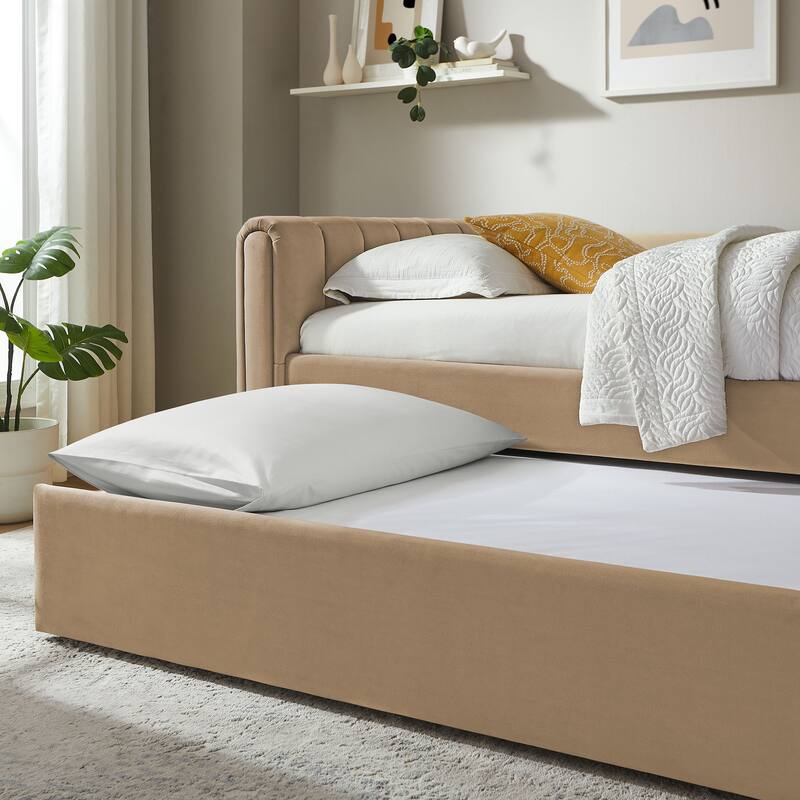 Veyla Channel Tufted Performance Velvet Twin Daybed With Trundle