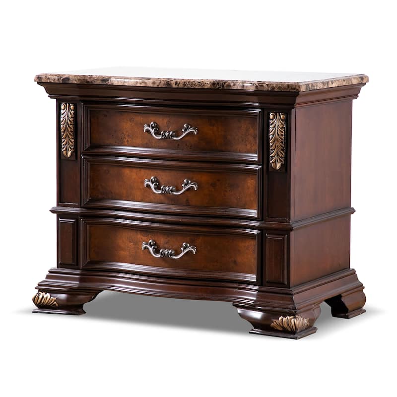 Furniture of America Cresswell Traditional 3-Piece Dark Cherry Faux Leather Tufted Panel Bedroom Set