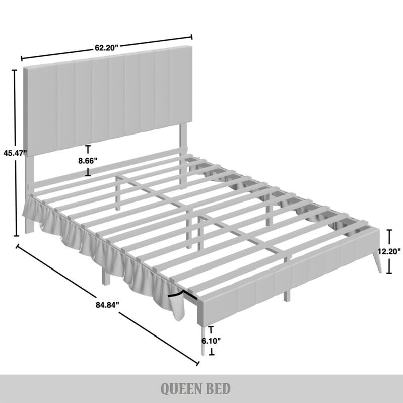 CraftPorch Modern Velvet Tufted Upholstered Gold Accent Platform Bed