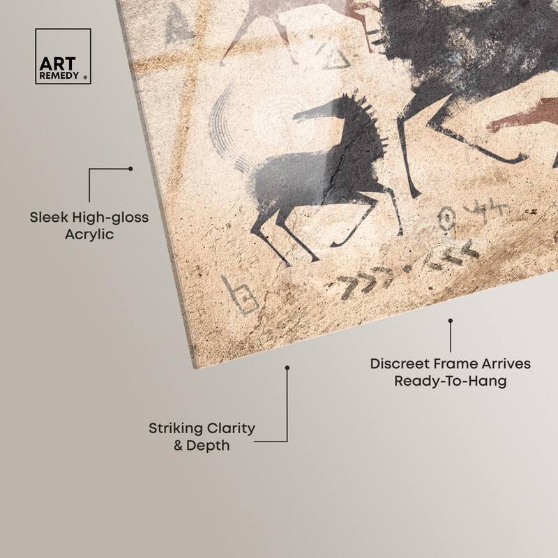 Cave Drawing Horses Acrylic by Art Remedy, Ready to Hang