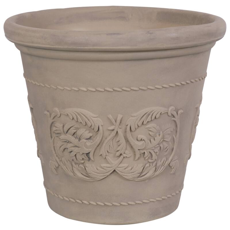 Sunnydaze Arabella Polyresin Large Round Outdoor Planter
