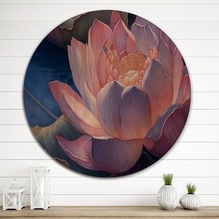 Designart "Blossoming Pink Vintage Lotus I" Floral Lotus Wood Wall Art ...