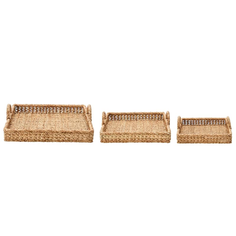 S/3 Decorative Water Hyacinth Tray