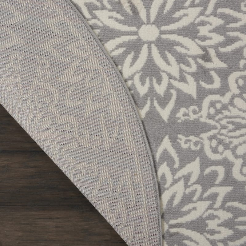 Ruzij Power Loomed Geometric Floral Area Rug By HomeRoots - 5' Round