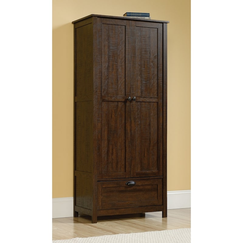 Wood Storage Cabinet with Adjustable Shelves, Brown - 31.02"W x 17.56"D x 71.1"H