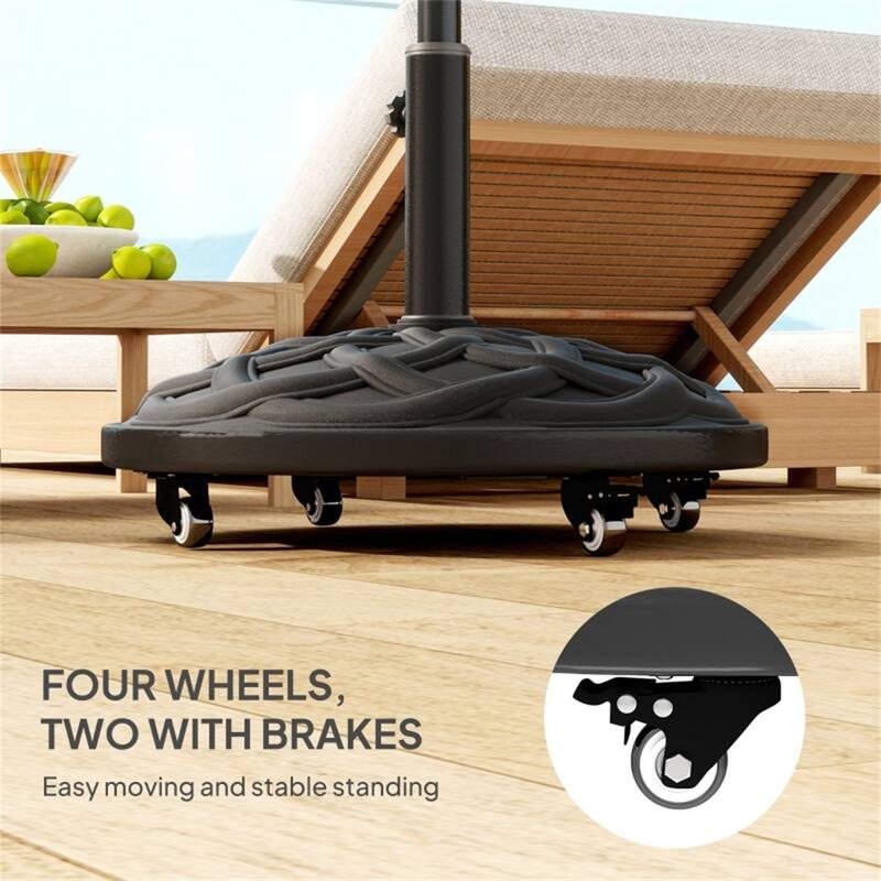 Outdoor Umbrella Base Resin Concrete and Steel Patio Parasol Stand Secure - 21.5" x 15.9" H