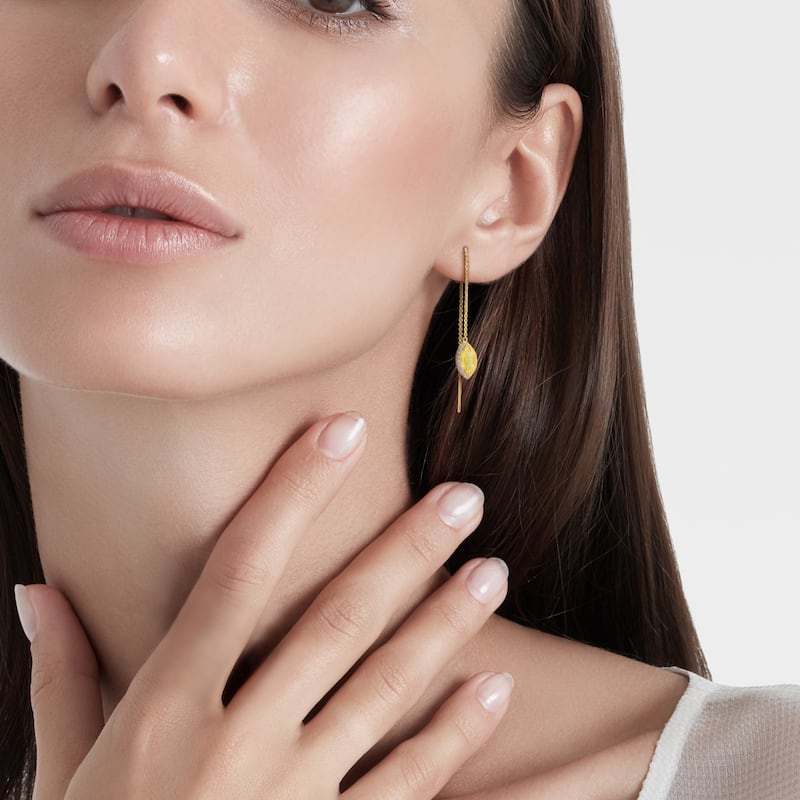 Miadora 2ct TGW Gemstone 1/10ct TDW Diamond Threader Earrings 14k Yellow Gold