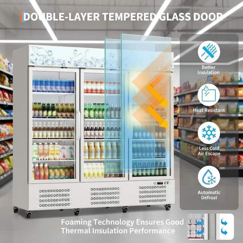 3 Glass Door Display Refrigerator, 54.3 Cu.Ft.