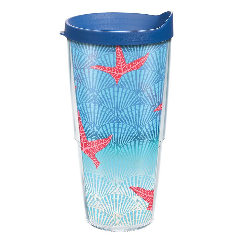 Tervis Ocean Life Dive Made in USA Double Walled Insulated Travel Tumbler, Beach Impressions - 24oz Classic