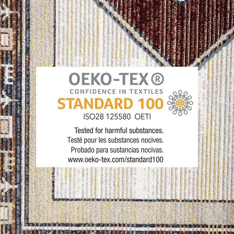 Everwash Treasure Southwestern Geometric Machine Washable Area Rug, Beige/Blue