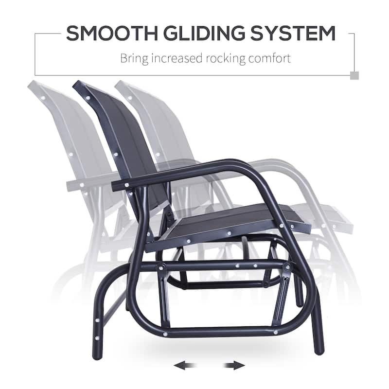 2-Person Outdoor Glider Bench, Patio Double Swing Rocking Chair Loveseat with Powder Coated Steel Frame for Garden, Porch