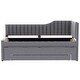 preview thumbnail 43 of 46, Daybed Captain Bed Upholstered Bed with Trundle and 3 Drawers, Elegance Stripe Design L-Shaped Upholstered Daybed Platform Bed