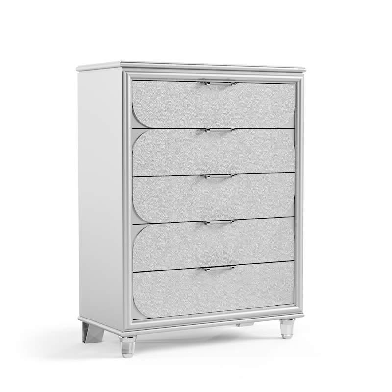 Furniture of America Angrove Modern Silver Wood 5-Drawer Chest