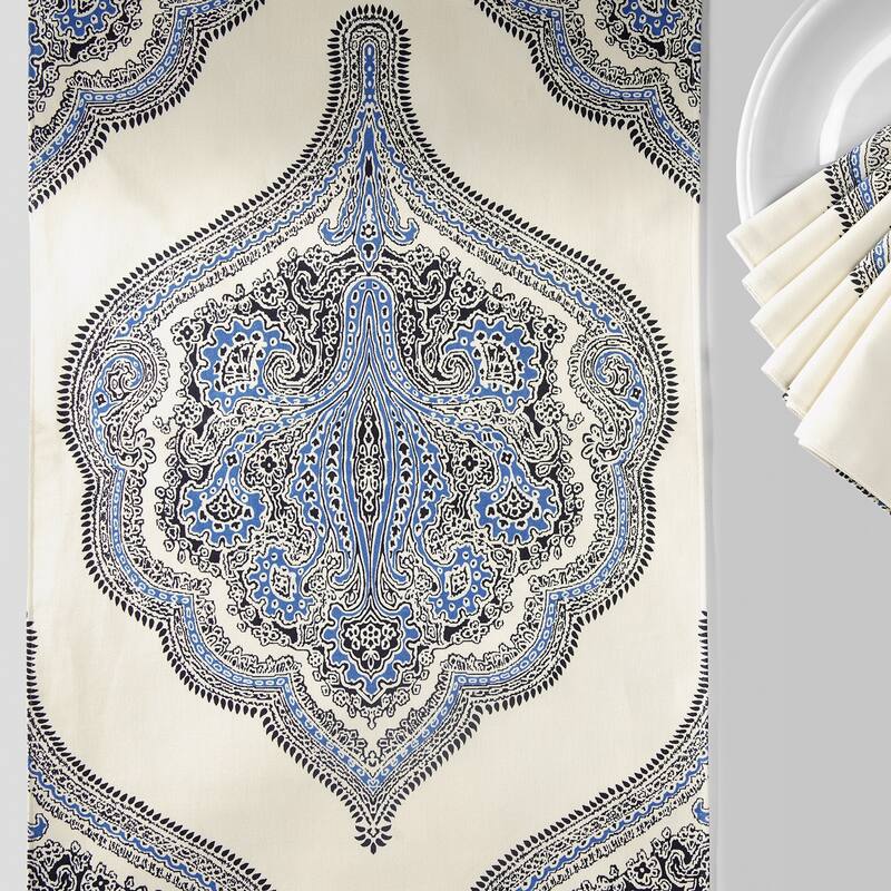 Exclusive Fabrics Arabesque Printed Cotton Table Runner & Placemats