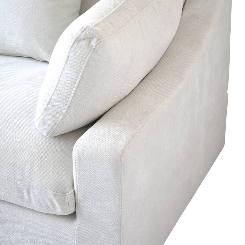 L-shape Linen Upholstered Sofa Multiple Cushions Sectional Couch