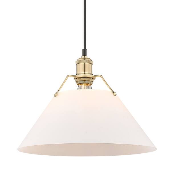slide 2 of 5, Yep by Golden Lighting Orwell 1-light 14in Pendant in Matte Black and Clear Glass Brushed Champagne Bronze with Opal Glass