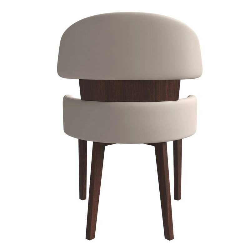 Ethos Leather Dining Chair with Rubberwood Legs Curved Back Accent Chair for Kitchen and Dining Room Set of 2