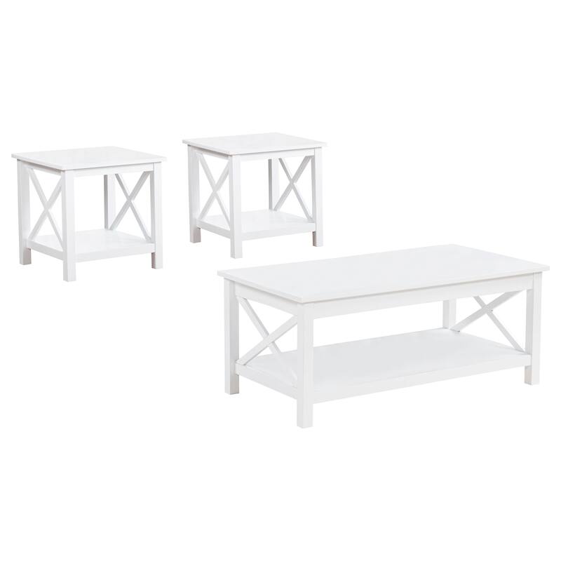 Skyview Rectangular Lift Top Coffee Table Set White
