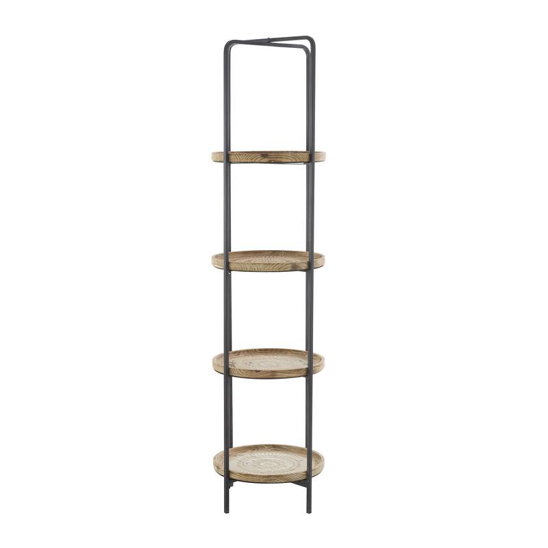 Wood 4 Shelves Shelving Unit - Brown - Roche River Decor