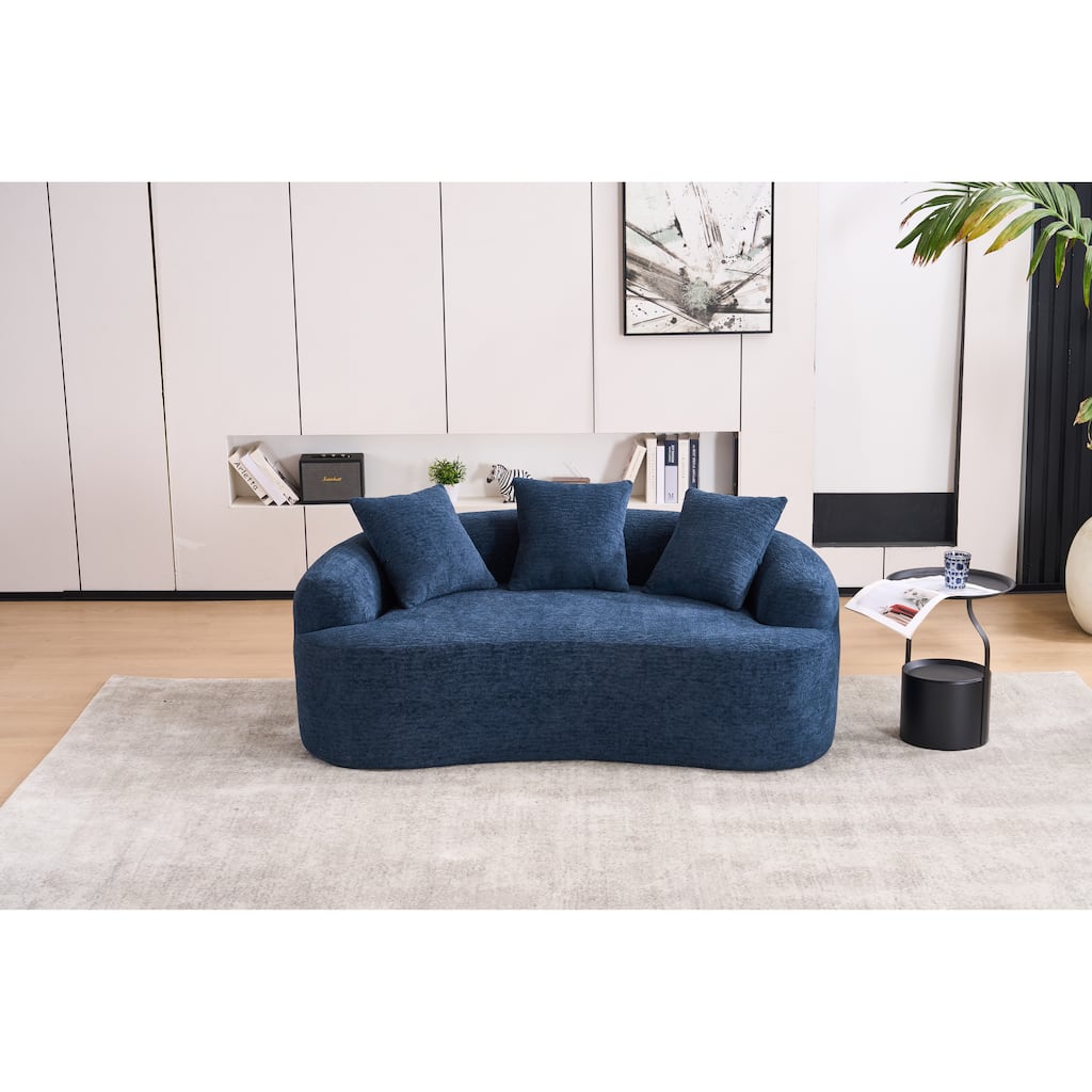 65" Classic 2-Seater Fabric Sofa with Memory Foam & 3 Pillows