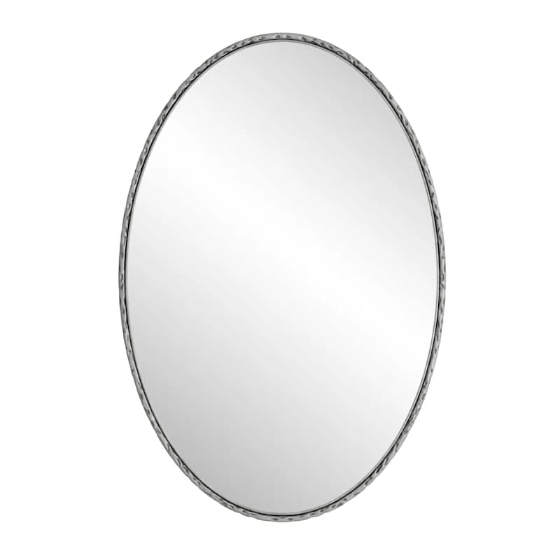 Iron Art Oval Retro Mirror - Antique Effect, Silver, Wall Hanging - Silver