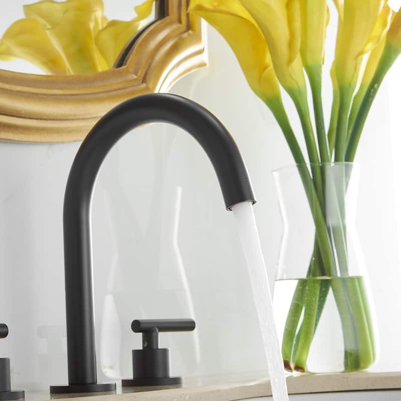 Matte Black Three-Hole Widespread Bathroom Faucet - 2.17" x 8.18"