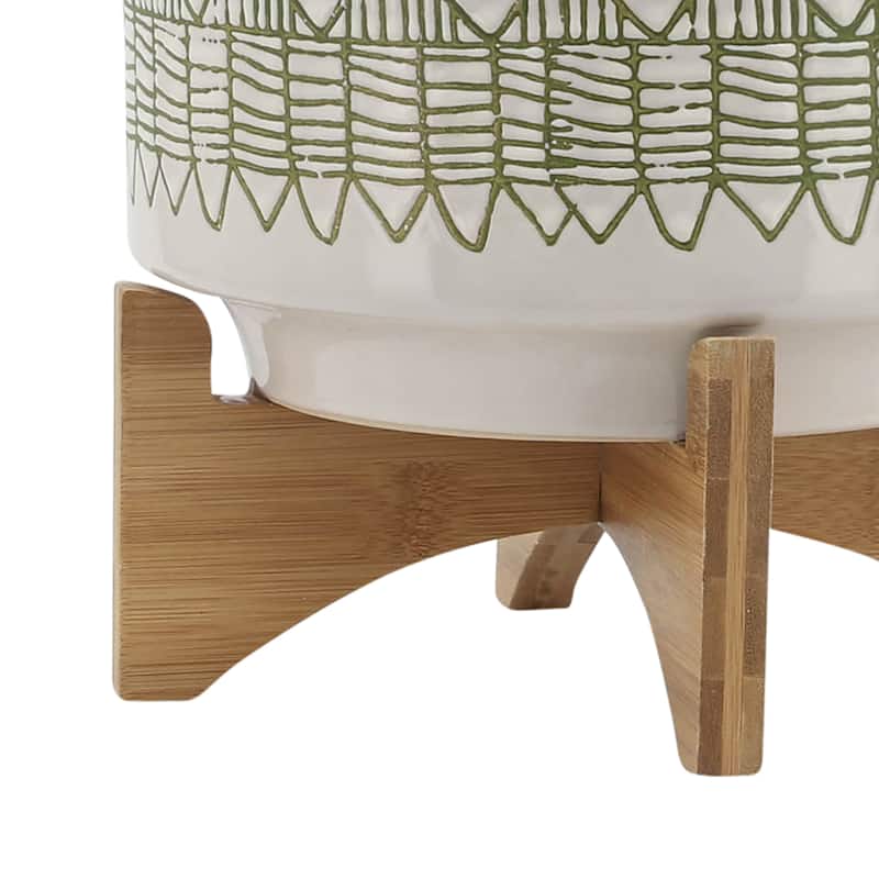 Sagebrook Home Abstract Ceramic Planter on Stand Indoor/Outdoor
