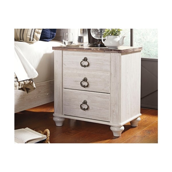 Ashley B26792 Willowton Two Drawer Night Stand w/ TwoTone Finish Bed Bath & Beyond 16262739