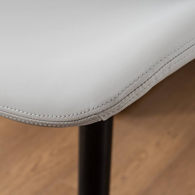 Faux Leather Upholstered Bar stools Set of 2 with Metal Footrest