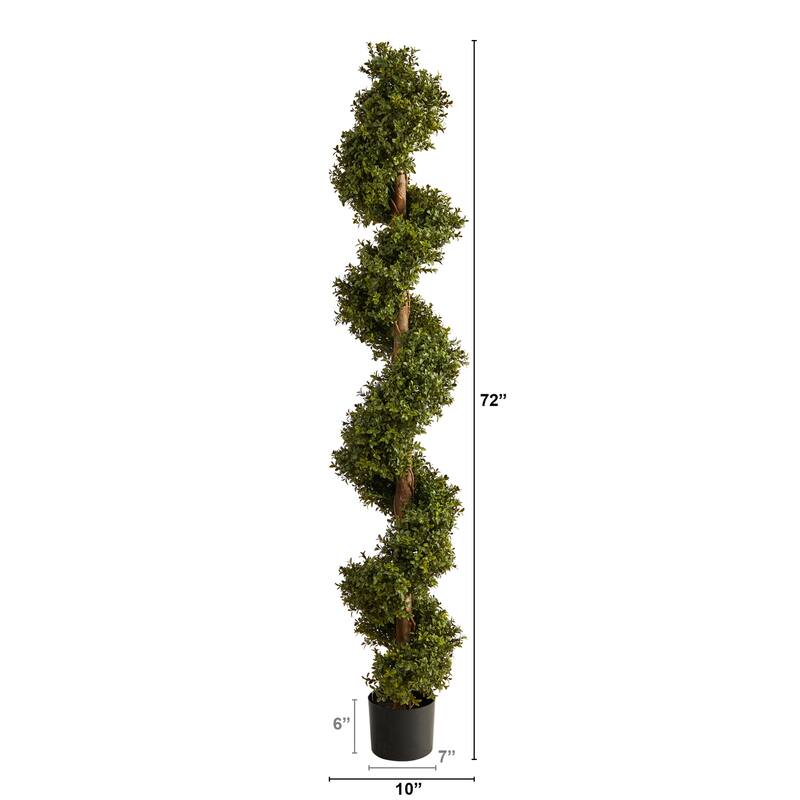 Artificial Spiral Topiary Tree - 6ft French Country Indoor Outdoor Décor - Green - 51-60 Inches