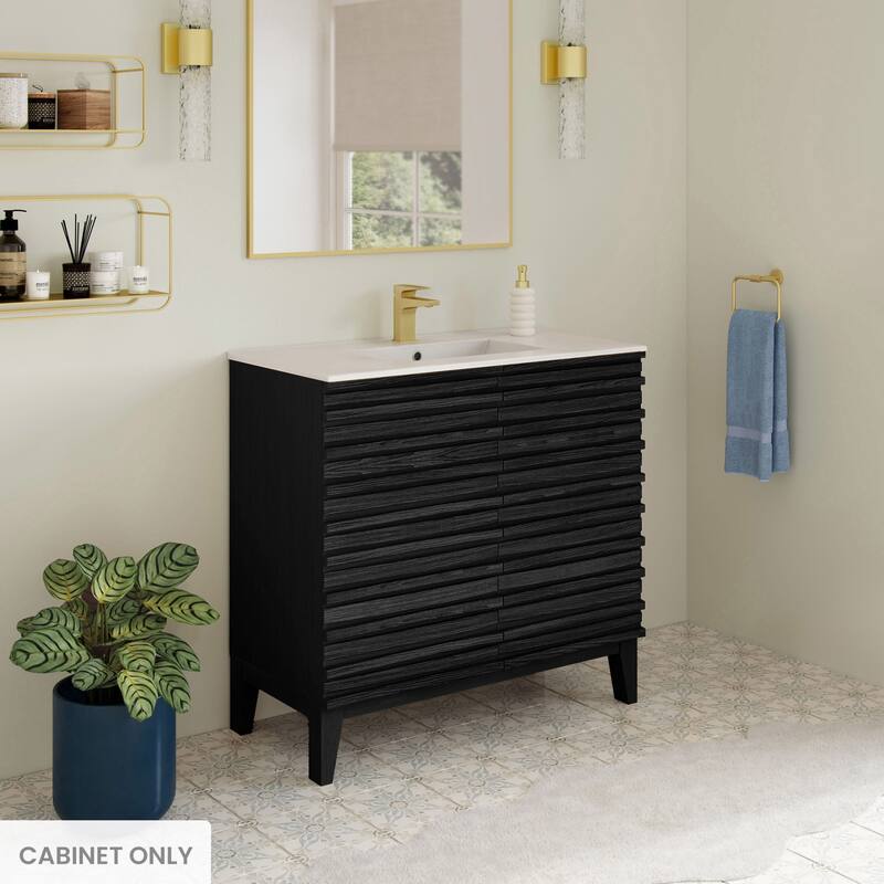 Cascade 30" Freestanding Bathroom Vanity Cabinet Without Top In Black Oak - 30