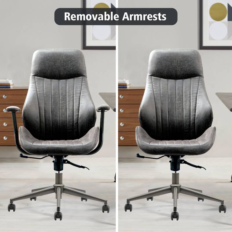 OVIOS Suede Fabric Ergonomic Office Chair High Back Lumbar Support