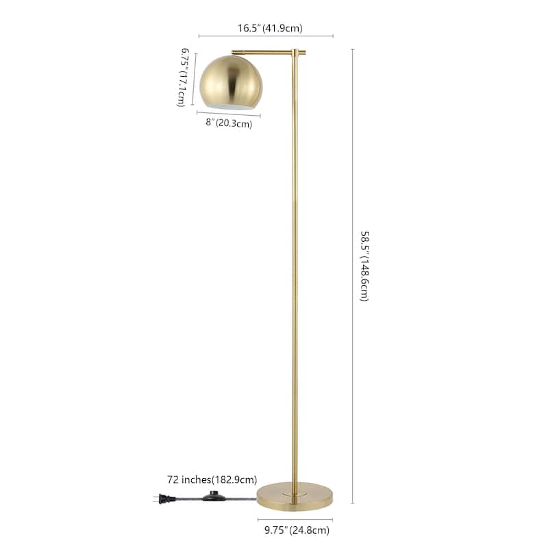 Joanie 58.5" Modern Contemporary Iron LED Floor Lamp, Brass Gold by JONATHAN Y