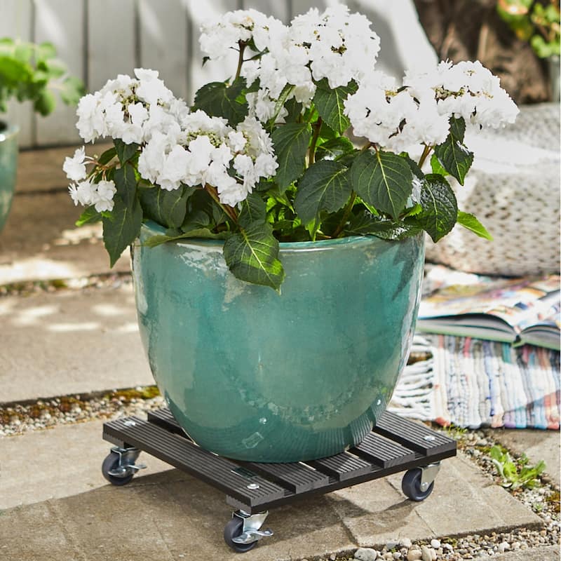 WAGNER design yourself 11.4" Square WPC Plant Caddy, Indoor/Outdoor, with Brakes
