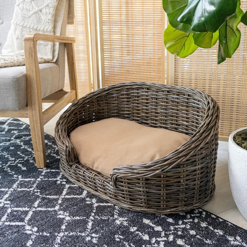 Handwoven Dog Bed with Machine-Washable Cushion