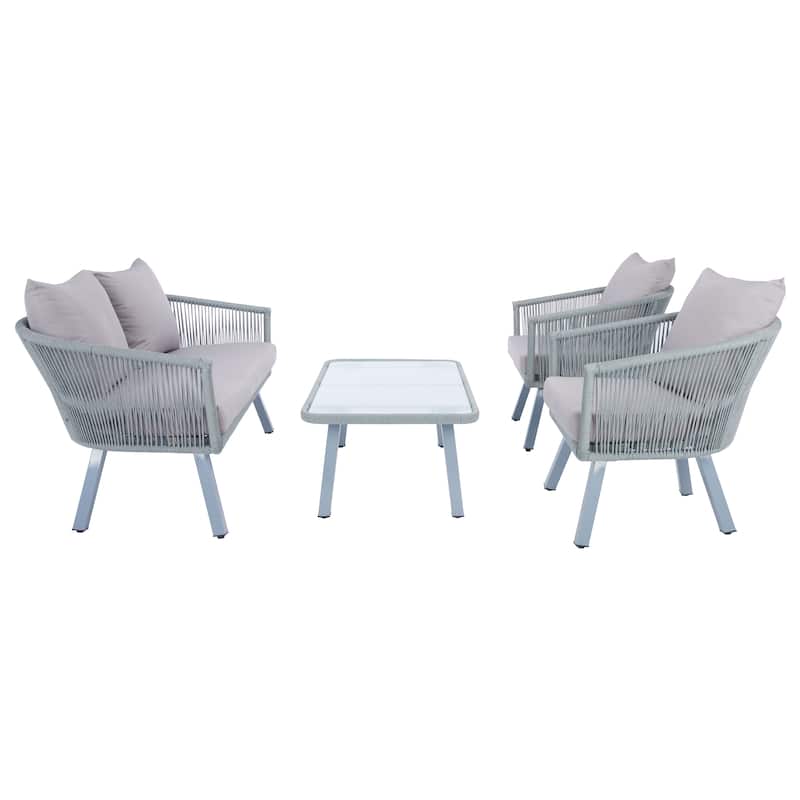 SAFAVIEH Outdoor Sneh-Lata 4-Piece Rope Patio Set - 54W x 27D x 26H