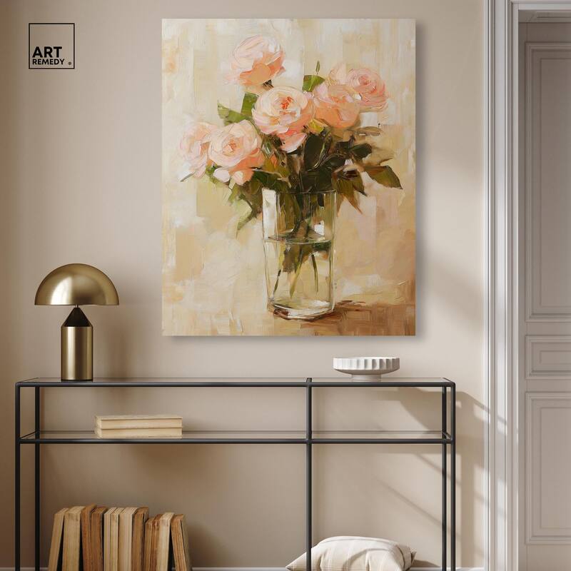 Soft Pink Blooms Canvas by Art Remedy, Gallery Wrapped