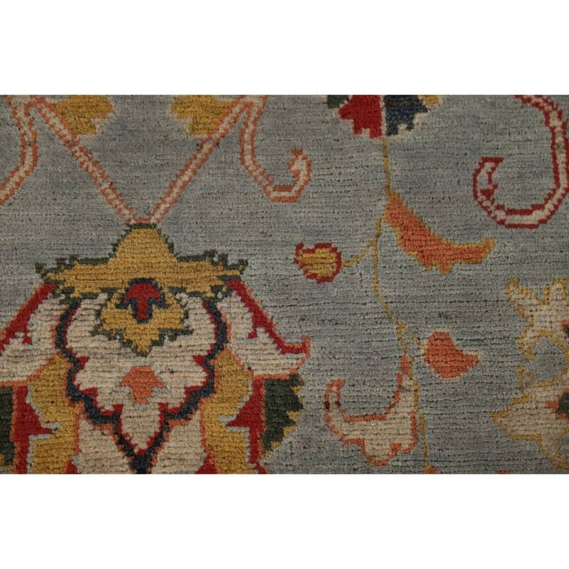 Light Blue Oushak Oriental Runner Rug Handmade Wool Carpet - 2'9" x 10'5"