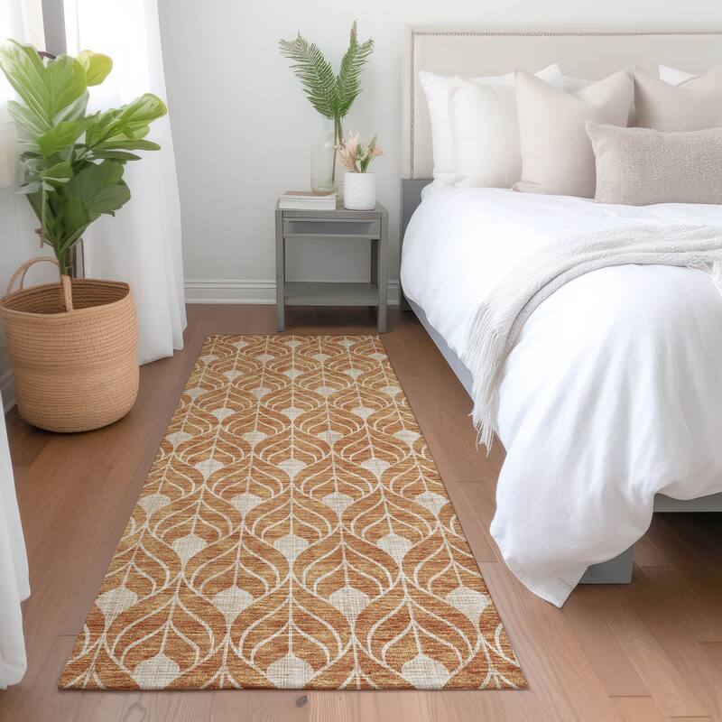 Premium Washable Super Soft Geo Teardrop Mayfield Rug - Copper - 2'3" x 7'6"