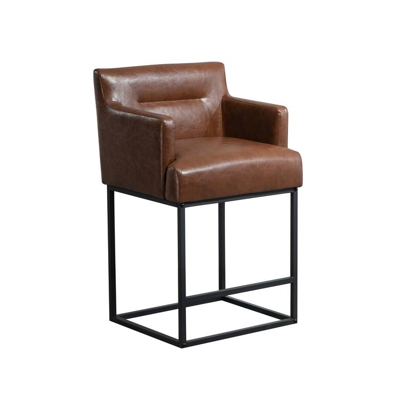 House Hold Counter Height Bar Stools Set of 2,Modern Square PU Bar Stool