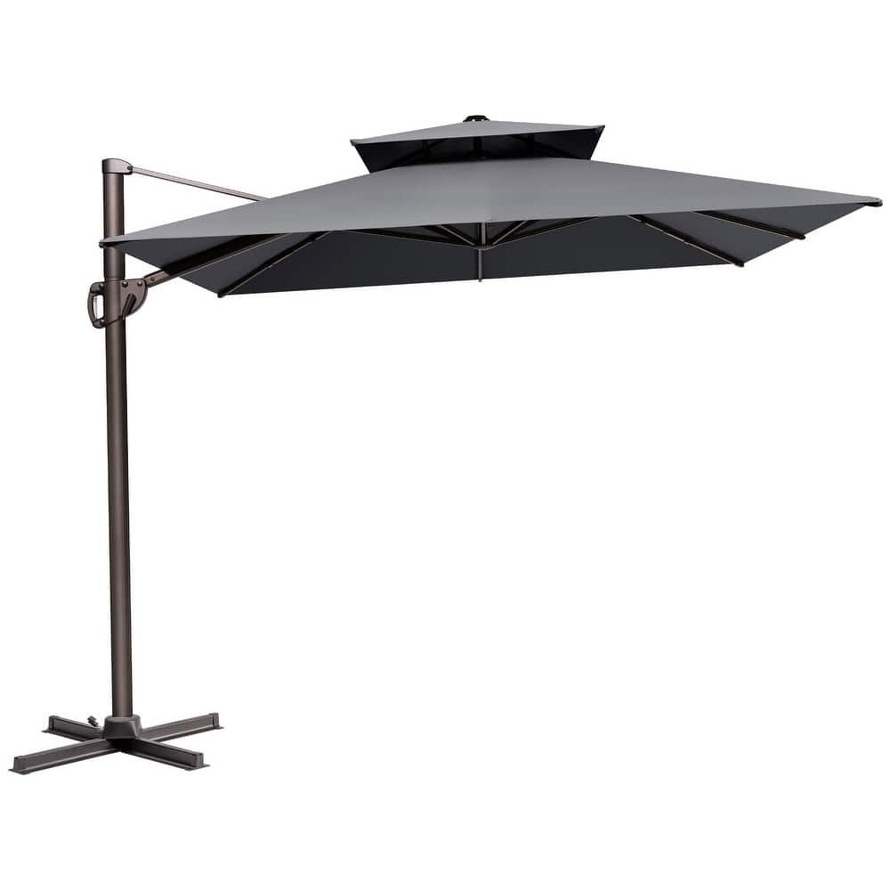 9 x 11.5 FT Patio Outdoor Patio Dual Top Cantilever Umbrella with No Base