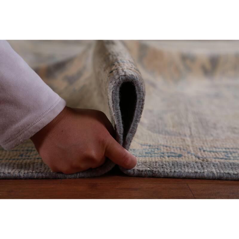 Hand Knotted Oriental 100% Wool Carpet Transitional All-Over Greys & Charcoal Oushak Area Rug - 13' 10'' X 10' 2''